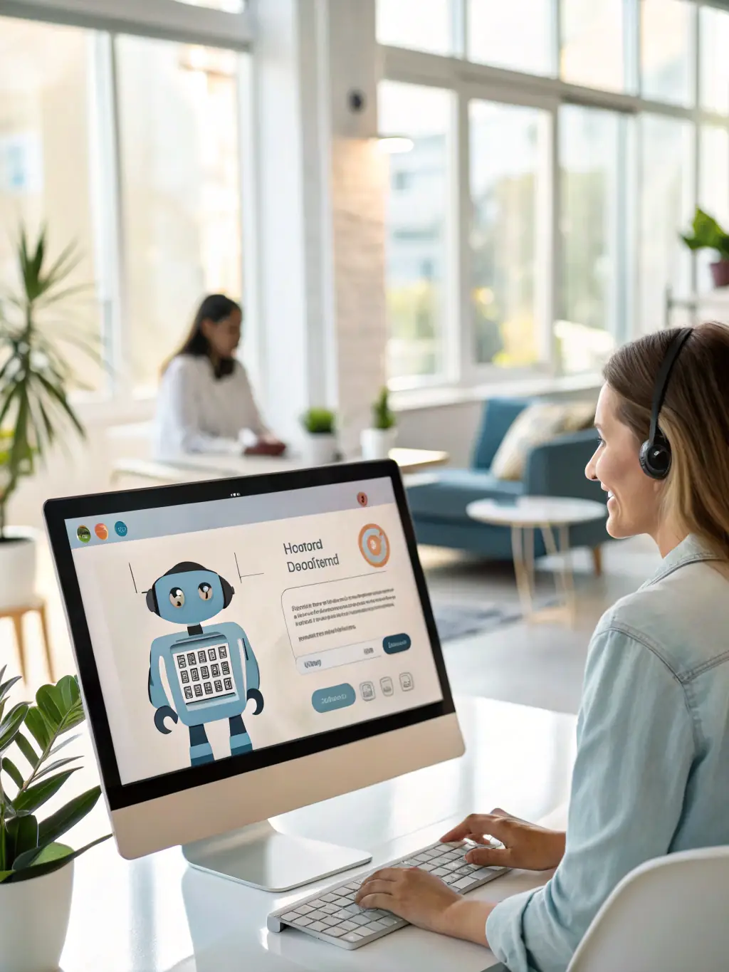 A friendly chatbot interface assisting a customer with a query on a website, demonstrating seamless customer support and engagement, used to illustrate the benefits of chatbot development.